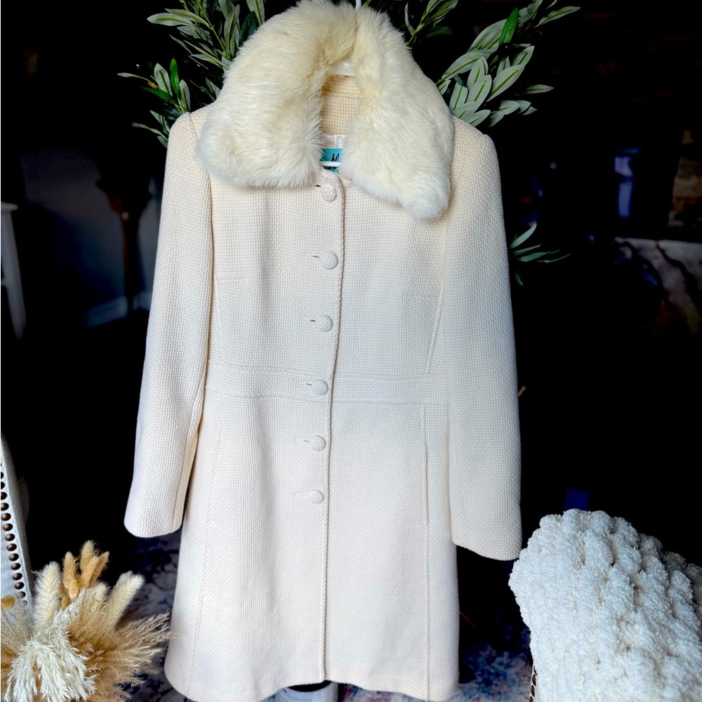 Beautiful Marciano Rabbit Fur collar Coat